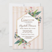 ストリングライト 花柄 ウッド ストライプ キンセアニエラ 招待状 (正面)