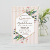 ストリングライト 花柄 ウッド ストライプ キンセアニエラ 招待状 (スタンド正面)