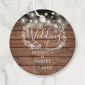 ストリングライト 花 モダン ウッド ウェディング フェイバータグ (正面)