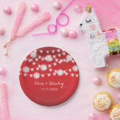 ストリングライト、雪片モダン赤結婚の ペーパープレート (パーティー)