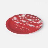 ストリングライト、雪片モダン赤結婚の ペーパープレート (アングル)