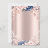 ストリングライト 青い花 ローズゴールドのキンセアニエラ 招待状 (裏面)