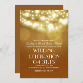 ストリングライト(黄色)エレガントな結婚式招待状 招待状 (正面/裏面)