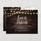 ストリングライト、Love is Patient、Black、Roweded ポストカード (正面/裏面)