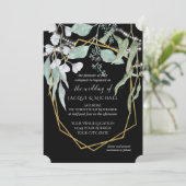 ストリングライトEucalyptus幾何木材水彩 招待状 (スタンド正面)