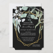 ストリングライトEucalyptus幾何木材水彩 招待状 (正面)