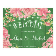 ストリングライトpeonies赤面結婚のウェルカムサイン