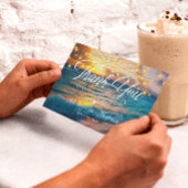 ストリングラエレガントイツサマーサンセットビーチ結婚式 サンキューカード