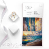 ストリングラエレガントイツサマーサンセットビーチ結婚式 三つ折り招待状