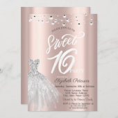 ストリングラエレガントイツドレスバラ金ゴールドスウィート16 招待状 (正面/裏面)