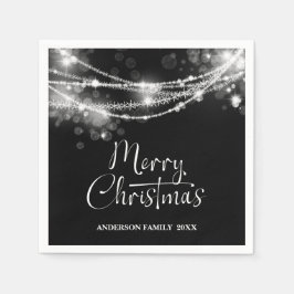 ストリングラエレガントイツブラッククリスマス スタンダードカクテルナプキン