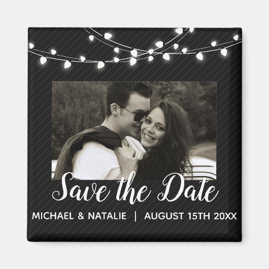 ストリングラエレガントイトカスタムフォト日付の保存 マグネット (正面)