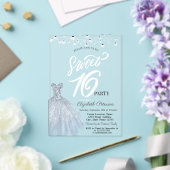 ストリングラエレガントイトドレスダスティブルースウィート16 アクリル招待状 (インサイチュ (ウェディング))