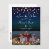 ストリングラエレガントイトビーチ夏の日付の保存 案内ポストカード (正面/裏面)