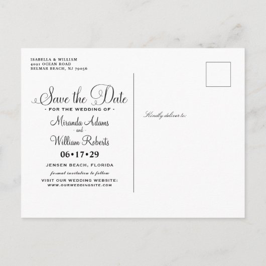 ストリングラエレガントイトビーチ夏の日付の保存 案内ポストカード (裏面)