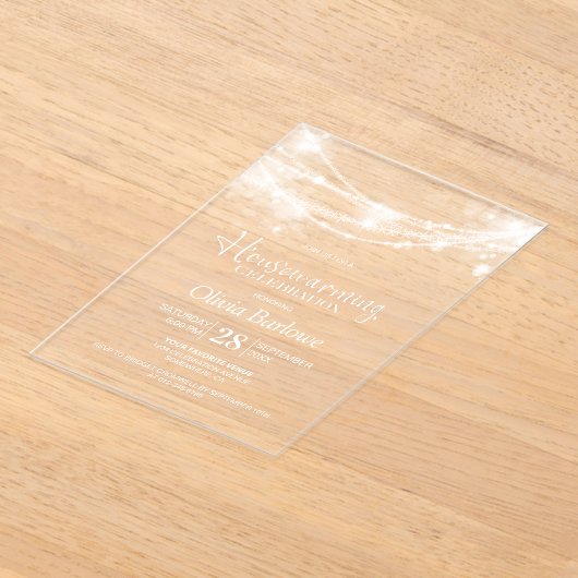 ストリングラエレガントイト引っ越し祝いパーティーパーティー アクリル招待状 (レイダウン)