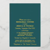 ストリングラモダンイのリハ結婚ーサルディナー実在 箔招待状 (正面)