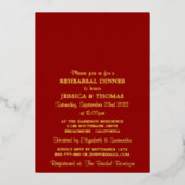 ストリングラモダンイのリハ結婚ーサルディナー実在 箔招待状 (正面)