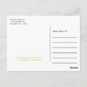 ストリングラモダンイト、ホワイト/金ゴールド結婚ズ・サンキュー ポストカード (裏面)