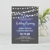 ストリングラ白熱［赤熱］光を放つイト深いブルーウェディングキッズ 招待状 (スタンド正面)