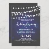 ストリングラ白熱［赤熱］光を放つイト深いブルーウェディングキッズ 招待状 (正面/裏面)