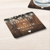 ストリングラ素朴イツウッドボホバ結婚ンズ スクエアペーパーコースター (アングル)