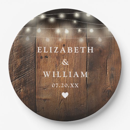 ストリングラ素朴イツウッドボホバ結婚ンズ ペーパープレート (正面)