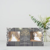 ストリングラ素朴イツウッドレース結婚の感謝 サンキューカード (スタンド正面)