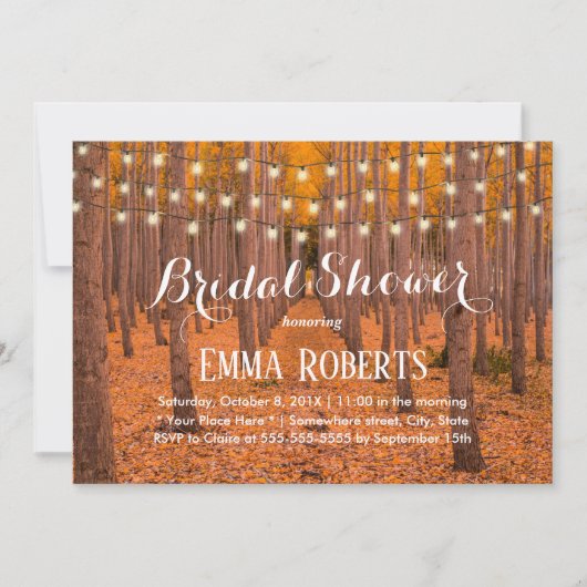 ストリングラ素朴イツオータムウッズブライダルシャワー 招待状 (正面)