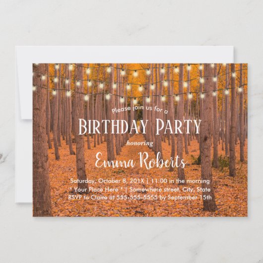 ストリングラ素朴イツオータムウッズ誕生日パーティー 招待状 (正面)