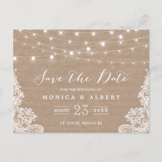 ストリングラ素朴イツバーラップレース |日付の保存 案内ポストカード (正面)