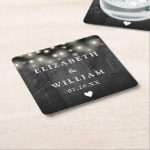 ストリングラ素朴イツブラックウッドボホバ結婚ンズ スクエアペーパーコースター (アングル)