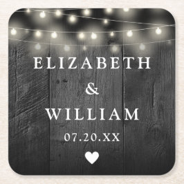 ストリングラ素朴イツブラックウッドボホバ結婚ンズ スクエアペーパーコースター