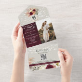 ストリングラ素朴イツブルゴーニュ結婚ーズ オールインワン招待状 (貼ってはがせる)