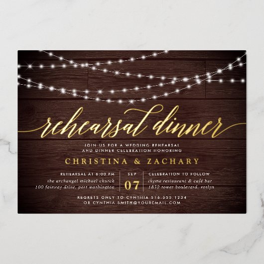 ストリングラ素朴イツリハーサルディナー 箔招待状 (正面)