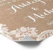 ストリングラ素朴イツレースバーラップ結婚のサイン ポスター (角)