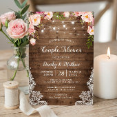 ストリングラ素朴イツレースフローラカップルのシャワー 招待状