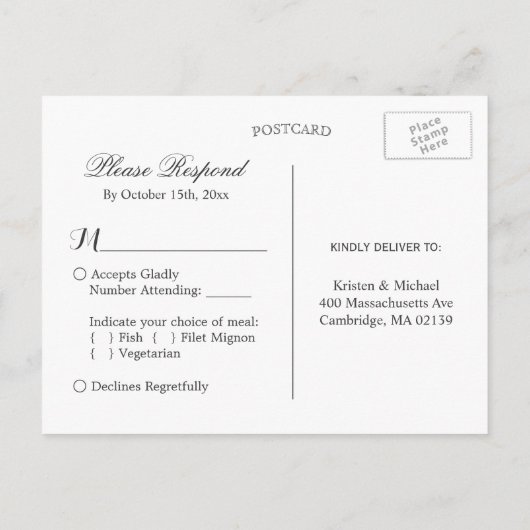 ストリングラ素朴イツレースフローラファームウェディングRSVP インビテーションポストカード (裏面)