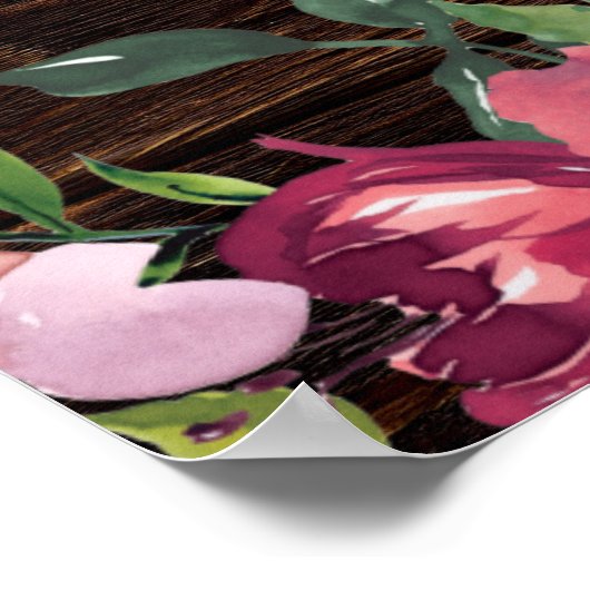 ストリングラ素朴イトバーガンディーピンクフローラ結婚ズ ポスター (角)