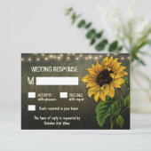 ストリングラ素朴イトヒマワリー結婚式RSVPカード 出欠カード (スタンド正面)