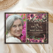 ストリングラ素朴イトピンクフローラ誕生日写真 招待状