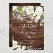 ストリングラ素朴イトフローラウェディング日付の保存 招待状 (正面/裏面)