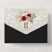 ストリングラ素朴イトフローラブルゴーニュ黒結婚の オールインワン招待状 (裏面)