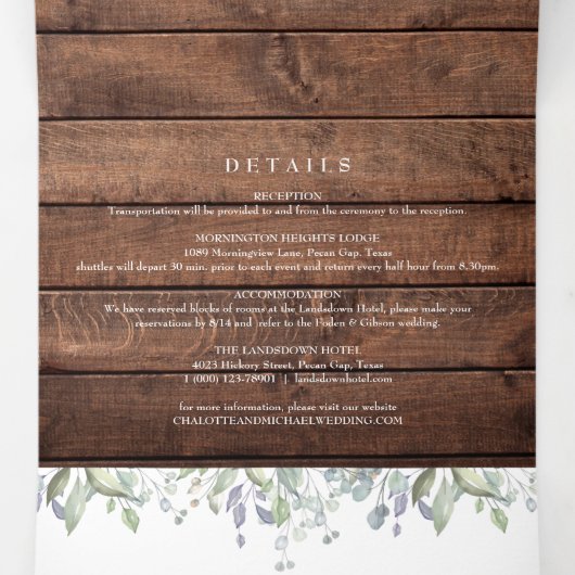 ストリングラ素朴イトフローラモノグラム写真結婚の 三つ折り招待状 (内部中)