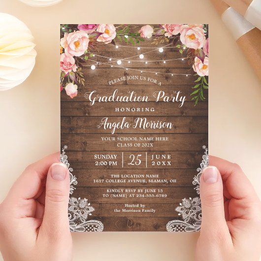 ストリングラ素朴イトフローラ写真卒業パーティー 招待状