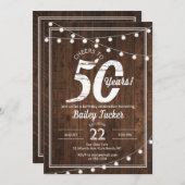 ストリングラ素朴イト付き50誕生日パーティー 招待状 (正面/裏面)