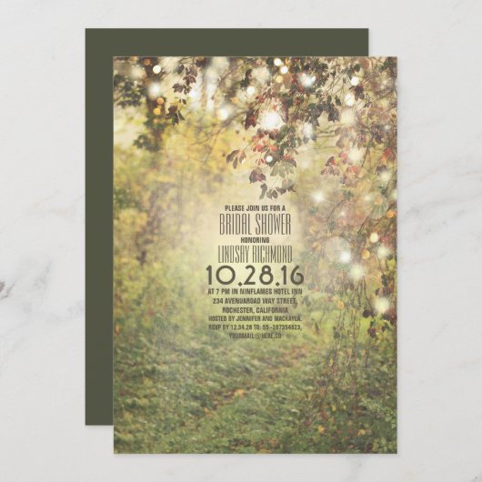 ストリングラ素朴イト樹木路ブライダルシャワー 招待状 (正面/裏面)