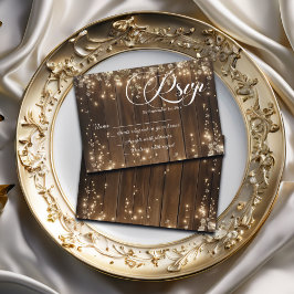 ストリングラ素朴イト白フローラウェディングRSVP 出欠カード