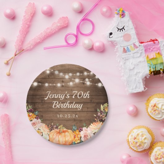 ストリングラ素朴イト秋カボチャハッピーバースデー ペーパープレート (パーティー)