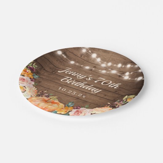 ストリングラ素朴イト秋カボチャハッピーバースデー ペーパープレート (アングル)